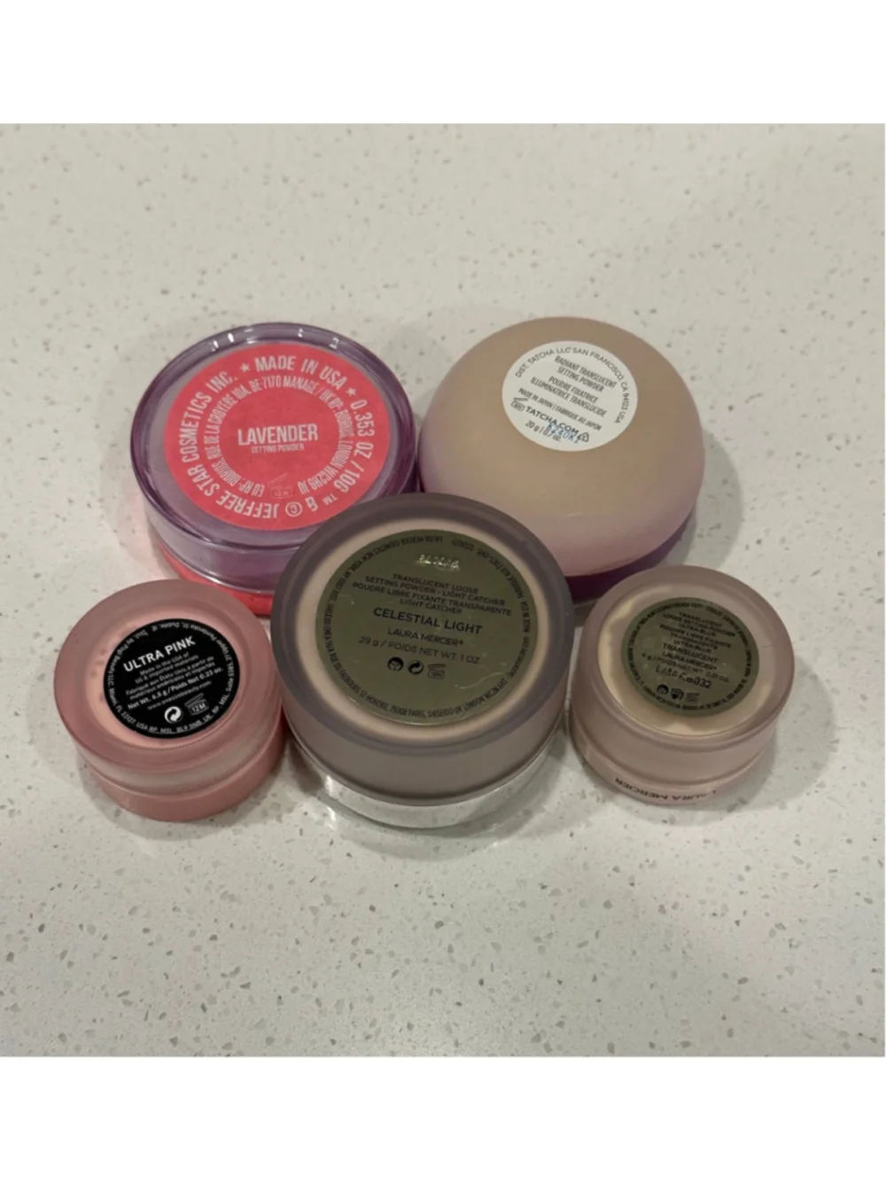 Loose Powder ~ ONE SIZE, LAURA MERCIER, TATCHA. JEFREE STAR